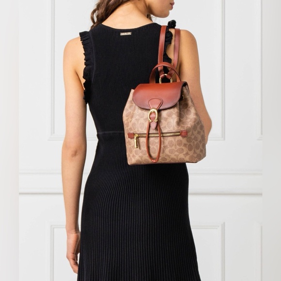 coach backpack evie Coach Evie 22 Backpack In Signature Canvas Tan Rust